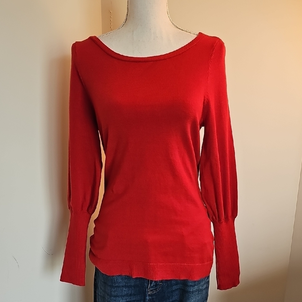 White House Black Market Roman Red Tie Back Sweater
